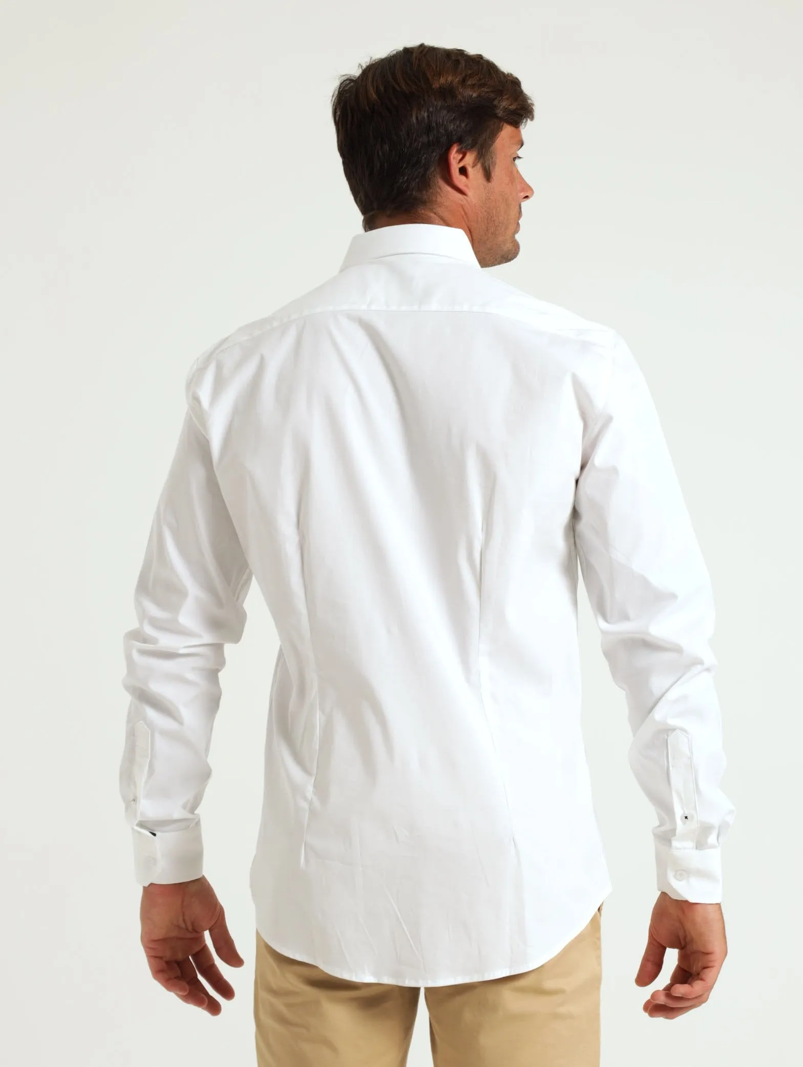 Long Sleeve Slim Stretch Shirt - White