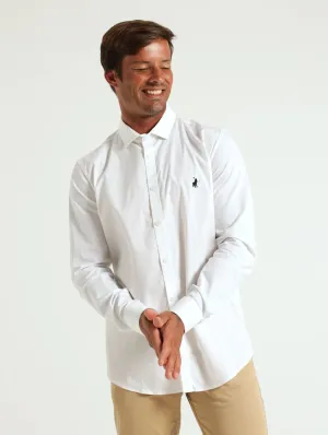 Long Sleeve Slim Stretch Shirt - White