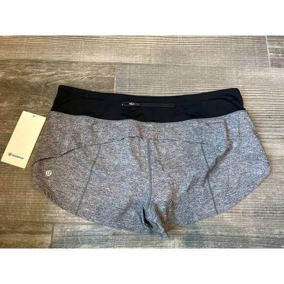 Lululemon Speed Up LR Shorts 2.5&quot; Lined  Size 12  Black/Gray  $68