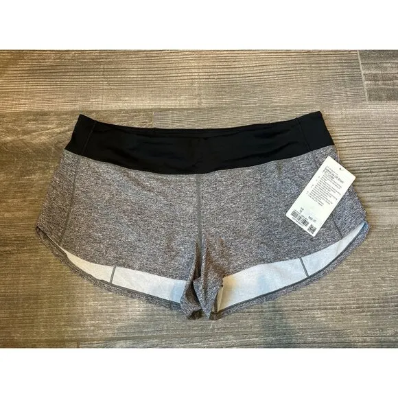 Lululemon Speed Up LR Shorts 2.5&quot; Lined  Size 12  Black/Gray  $68