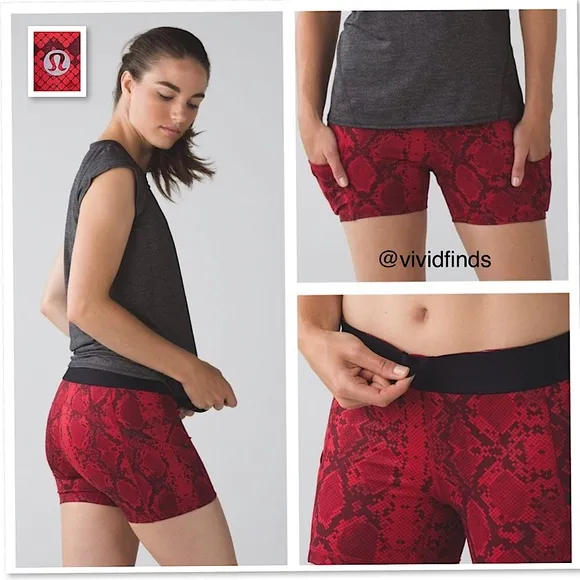 Lululemon What The Sport Short Mini Ziggy Snake Red Tide Cranberry 4 Run Gym