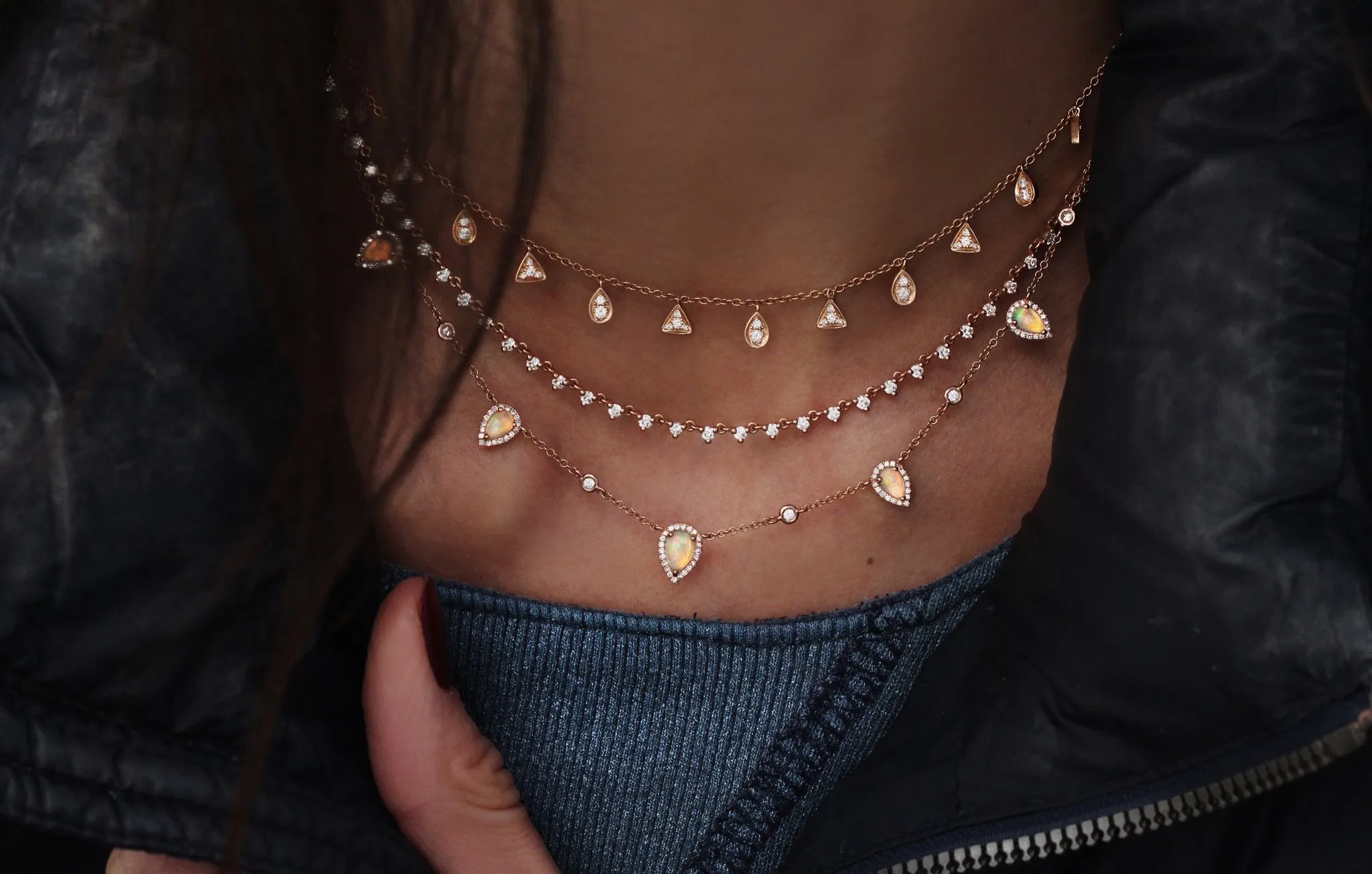 Luna Skye Teardrop Moonstone Choker Necklace
