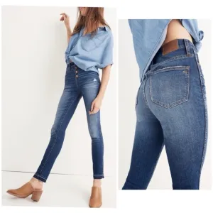 Madewell 10&quot; High Rise Skinny Jeans Button FlyDrop Hem Jean