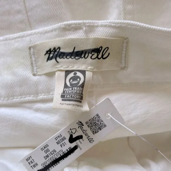 Madewell NWT Perfect Vintage Petite Wide Leg Crop Jeans Size 31P in Tile White