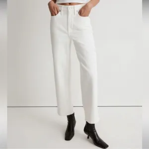 Madewell NWT Perfect Vintage Petite Wide Leg Crop Jeans Size 31P in Tile White
