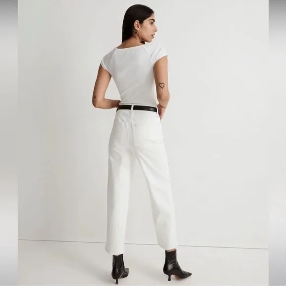 Madewell NWT Perfect Vintage Petite Wide Leg Crop Jeans Size 31P in Tile White
