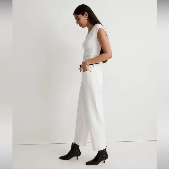Madewell NWT Perfect Vintage Petite Wide Leg Crop Jeans Size 31P in Tile White