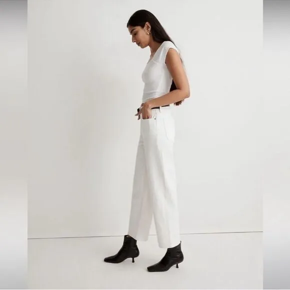 Madewell NWT The Tall Perfect Vintage Wide-Leg Crop Jeans Size 31T in Tile White