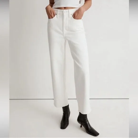 Madewell NWT The Tall Perfect Vintage Wide-Leg Crop Jeans Size 31T in Tile White