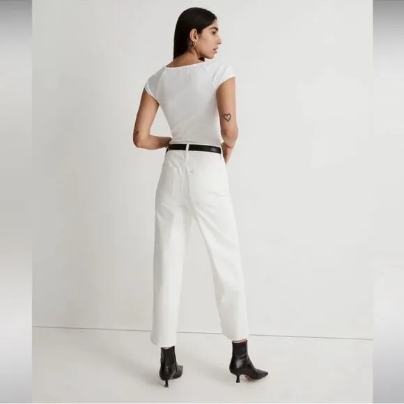 Madewell NWT The Tall Perfect Vintage Wide-Leg Crop Jeans Size 31T in Tile White