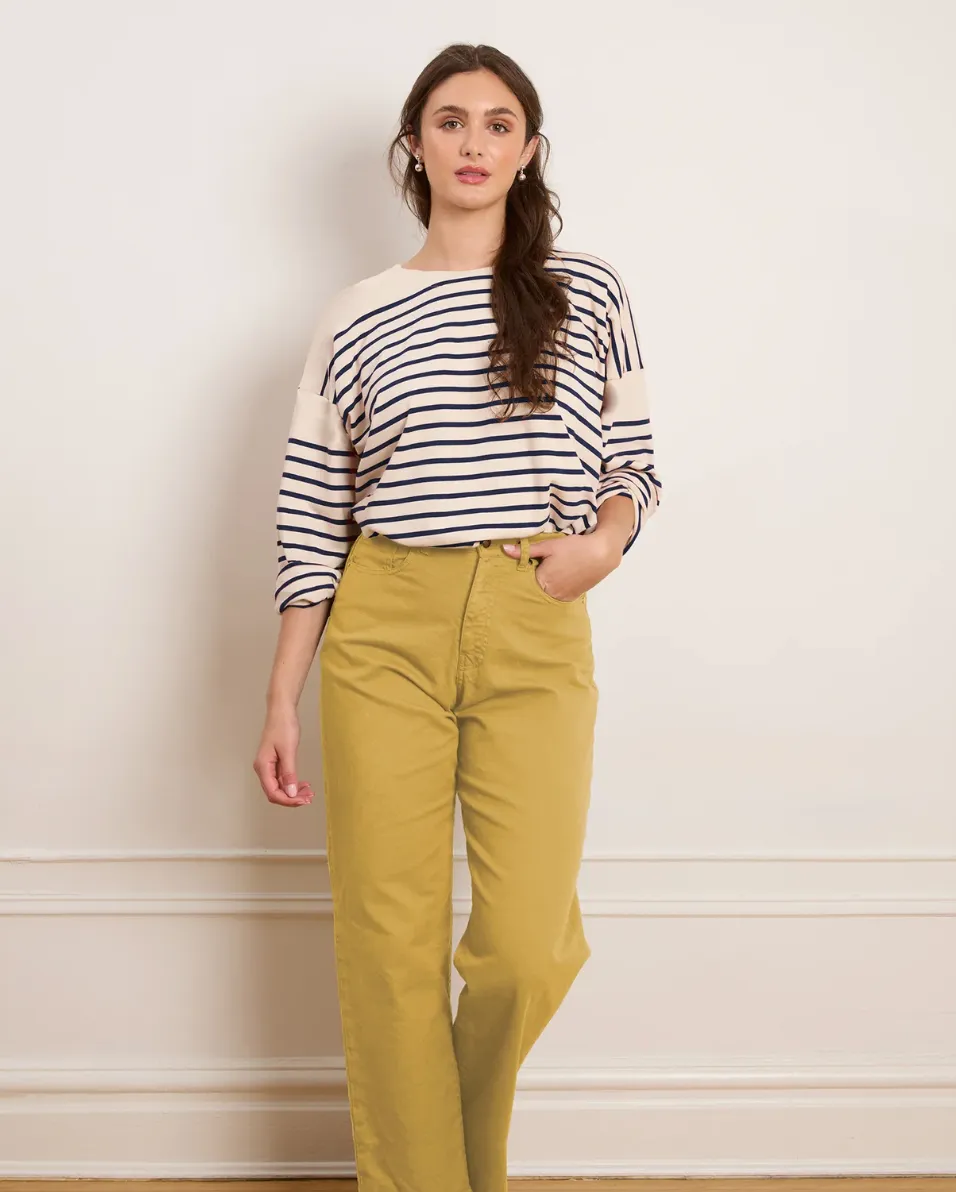 Marianne Oversized Breton Tee - Navy Stripe | Loup