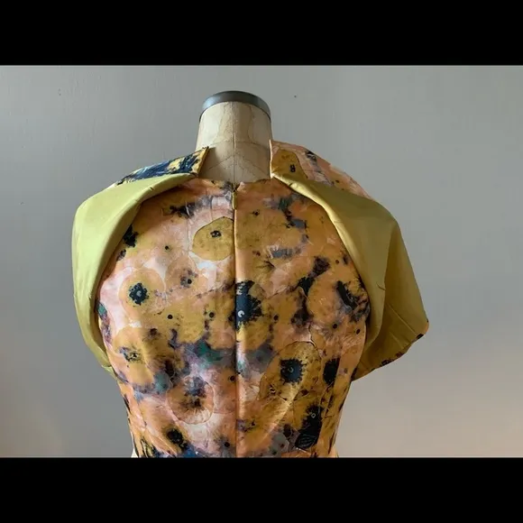 McGinn for Anthropologie Womens Sleeveless Yellow Floral Dress w/Pleats Size 4
