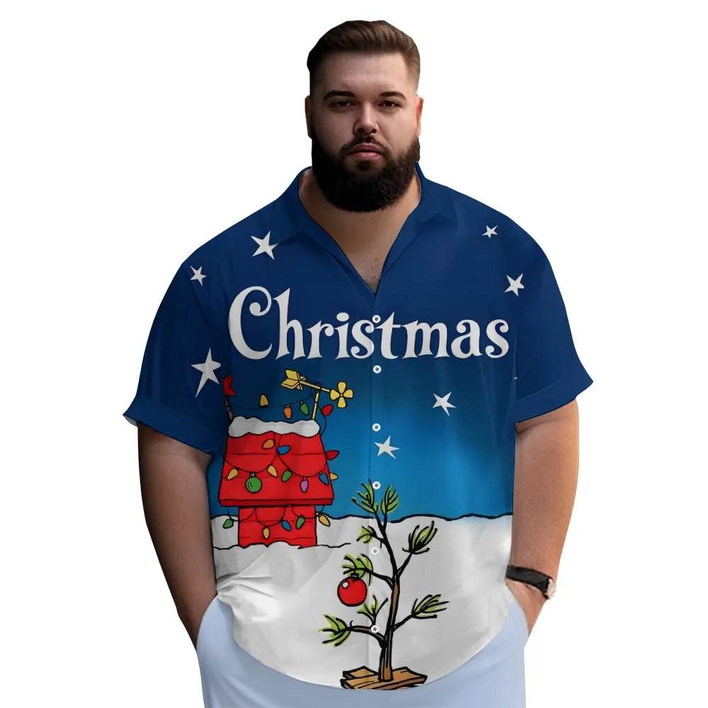 Men's Christmas Tree Holiday Blue Cartoon Art Shirts 2310000994