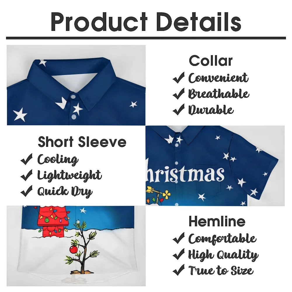 Men's Christmas Tree Holiday Blue Cartoon Art Shirts 2310000994