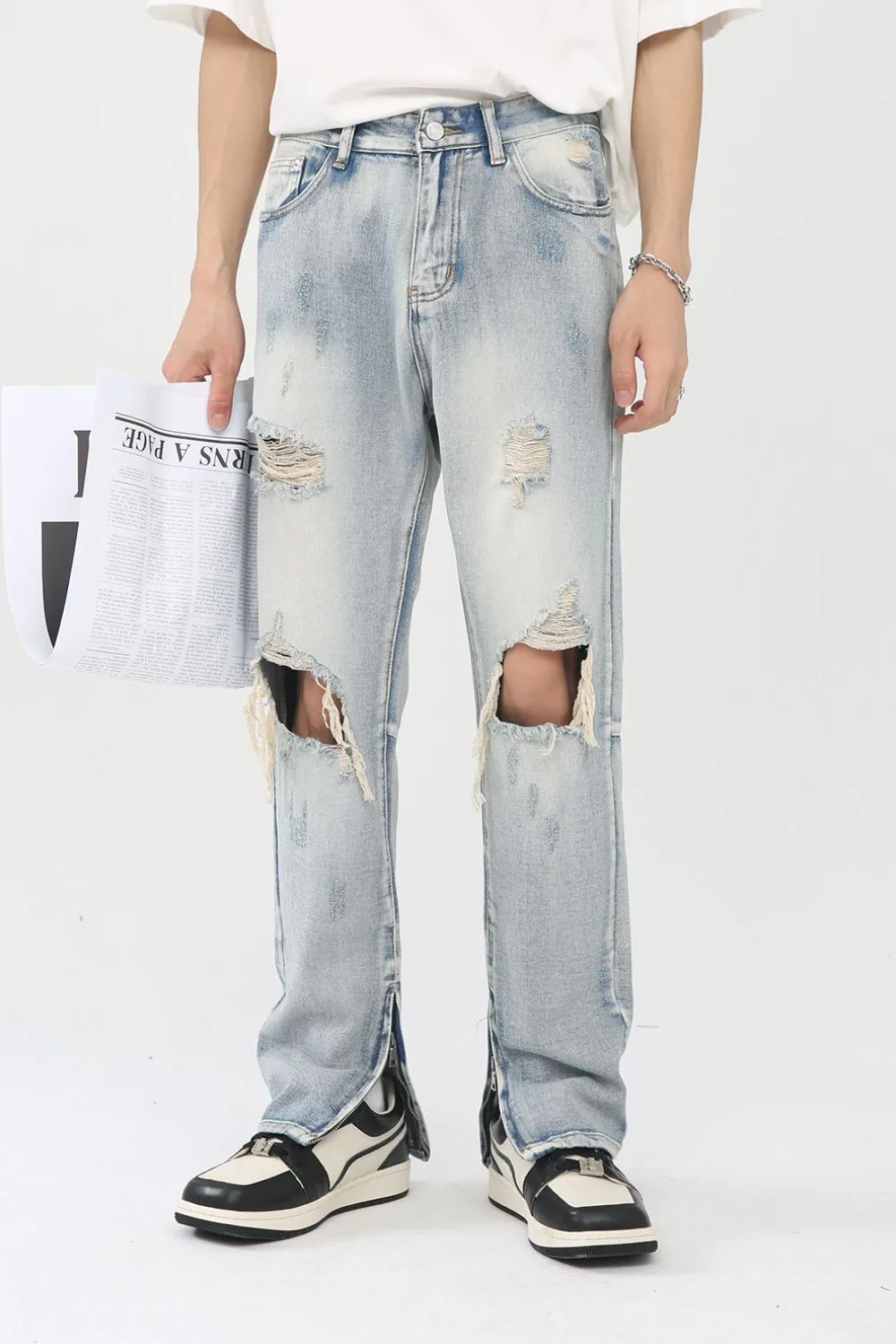 Men's Distressed Slit Jeans