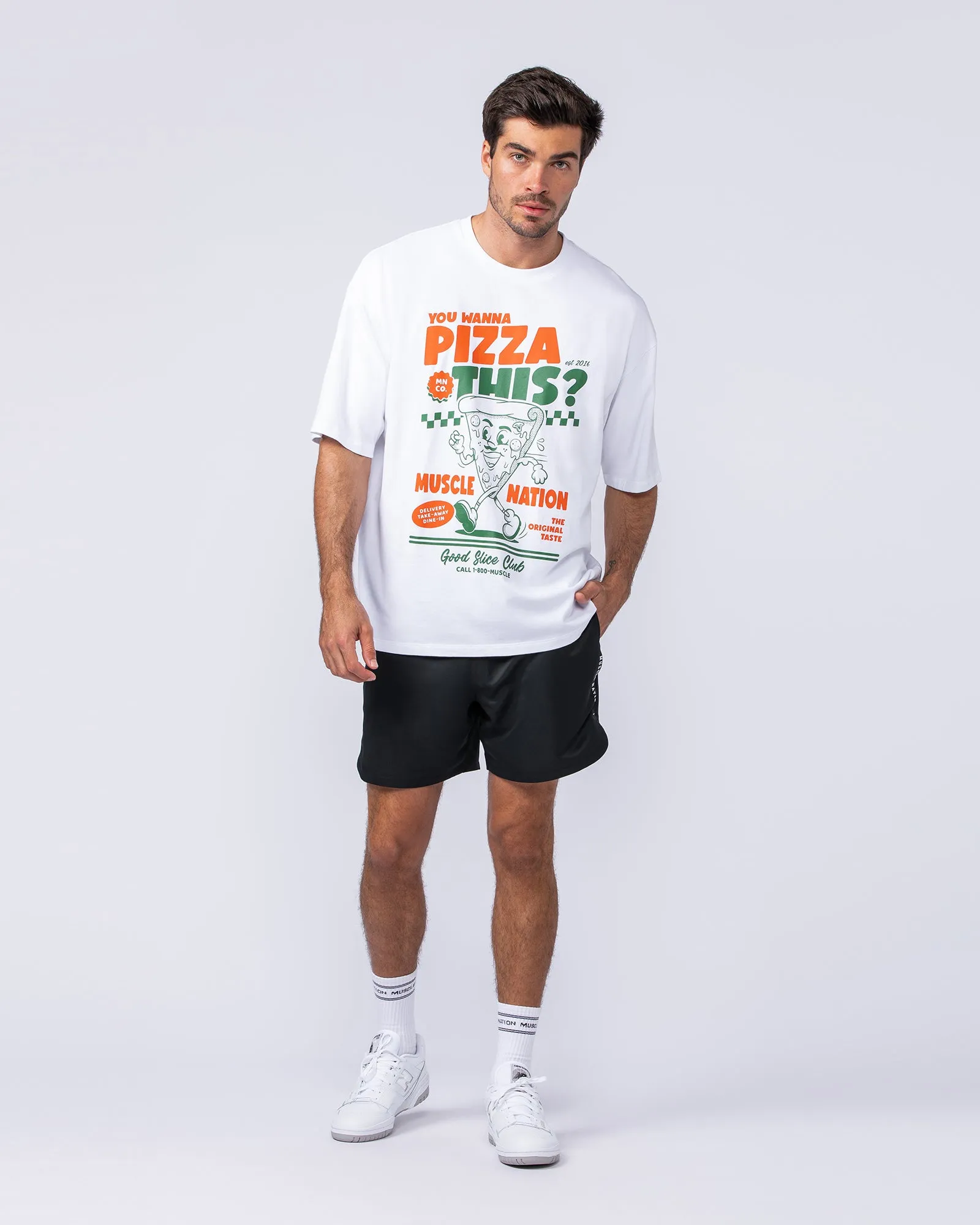 Mens Pizza This Oversized Tee - White