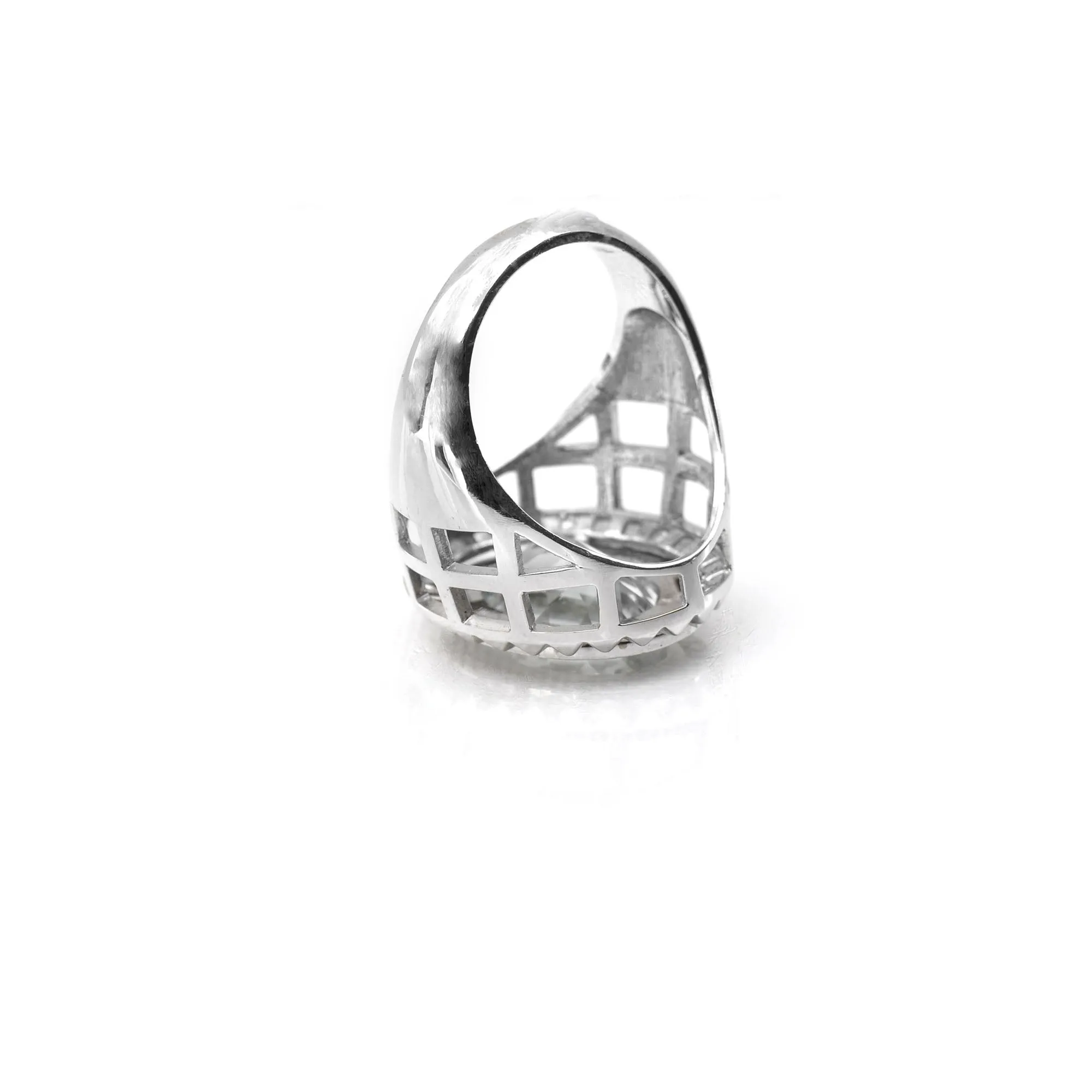Men’s Ring - Aire-King's Signet Ring - 18K White Gold Aquamarine and Diamonds