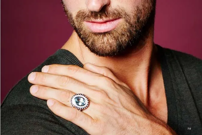Men’s Ring - Aire-King's Signet Ring - 18K White Gold Aquamarine and Diamonds