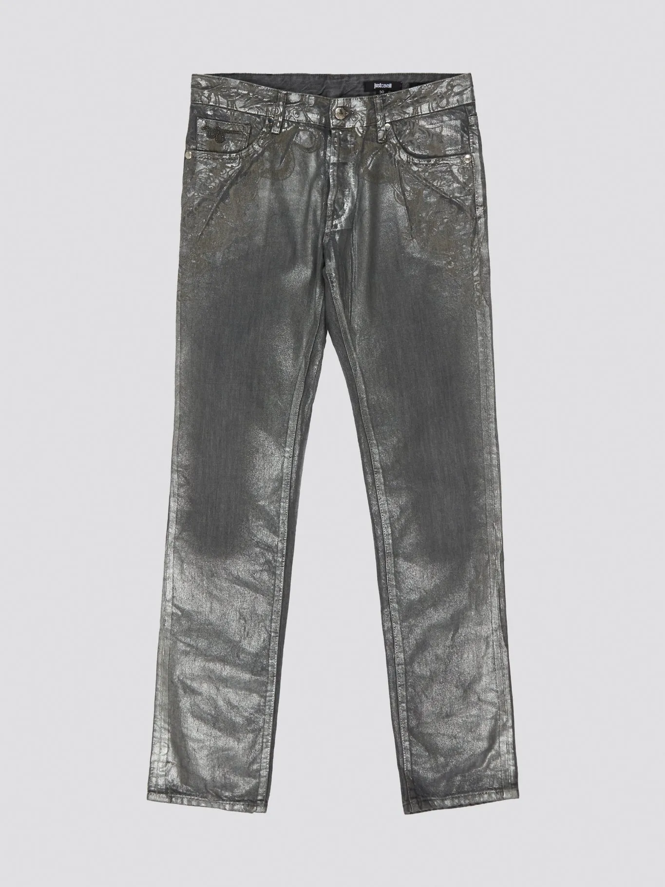Metallic Straight Cut Jeans