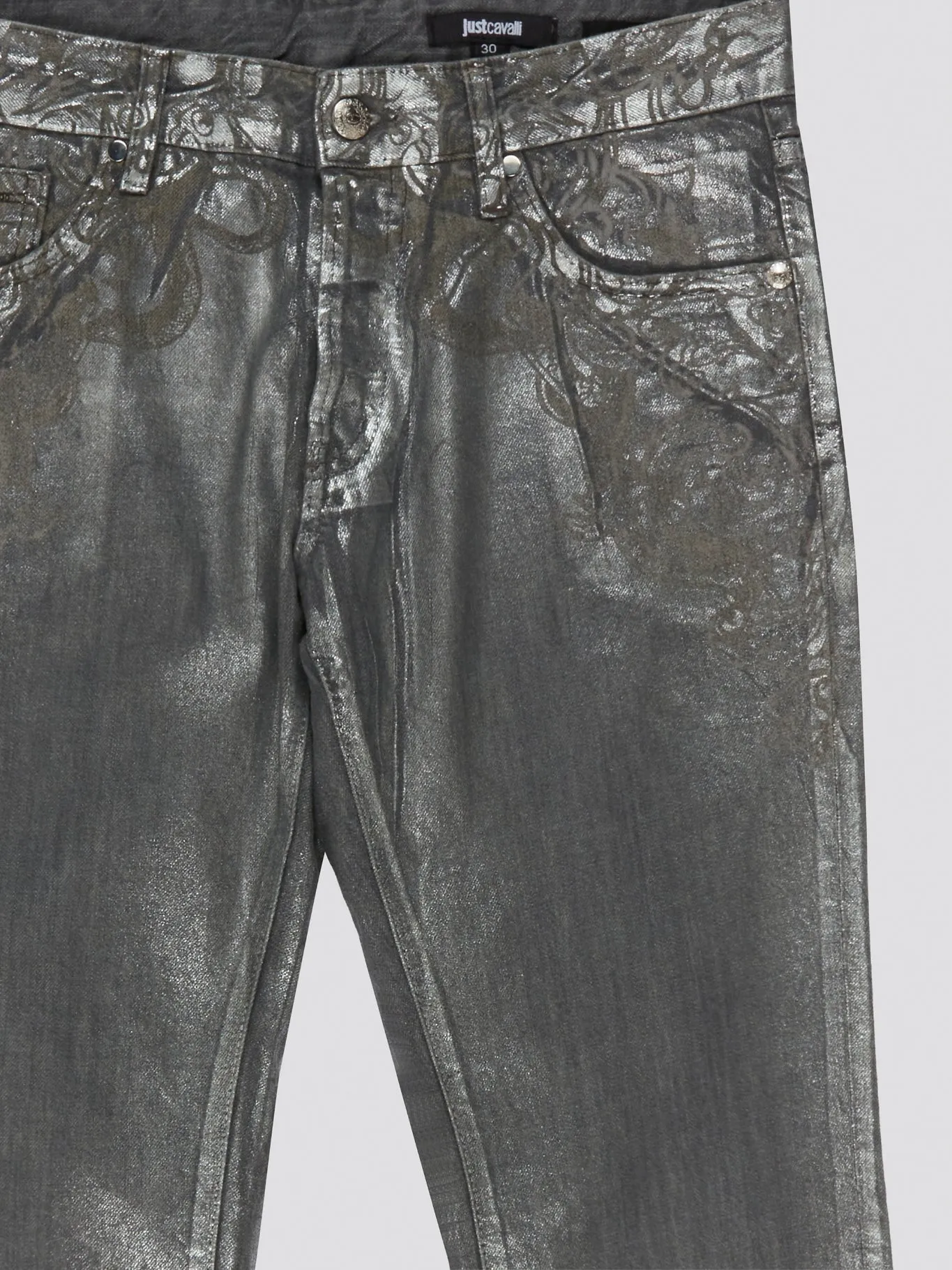Metallic Straight Cut Jeans