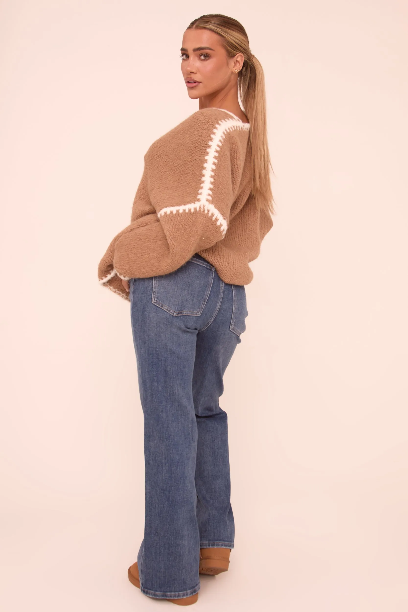 Mid Blue Stretch Mid Waist Boot Leg Denim Jeans - Aurora