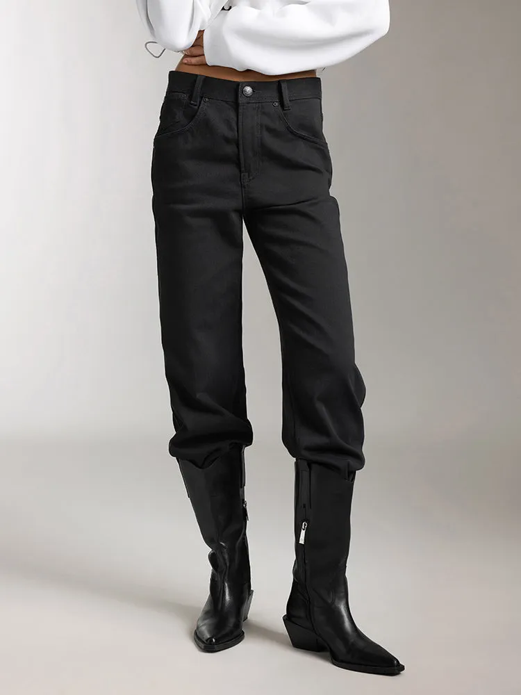 Mid-Rise Straight Jeans