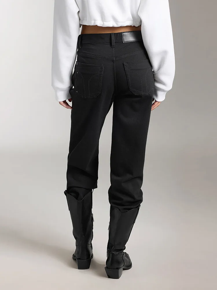 Mid-Rise Straight Jeans