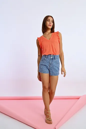 Molly Bracken Heart Rhinestone Denim Shorts