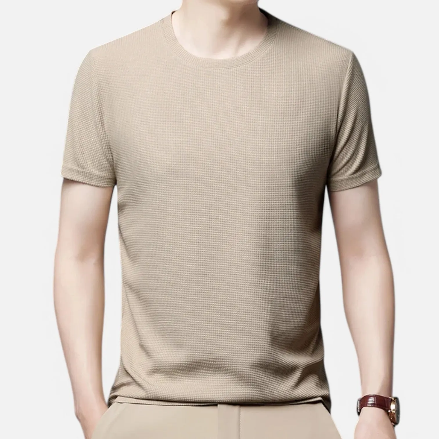 Monacogents | Men's Summer Waffle T-Shirt – Breathable, Short Sleeve, Casual Fit