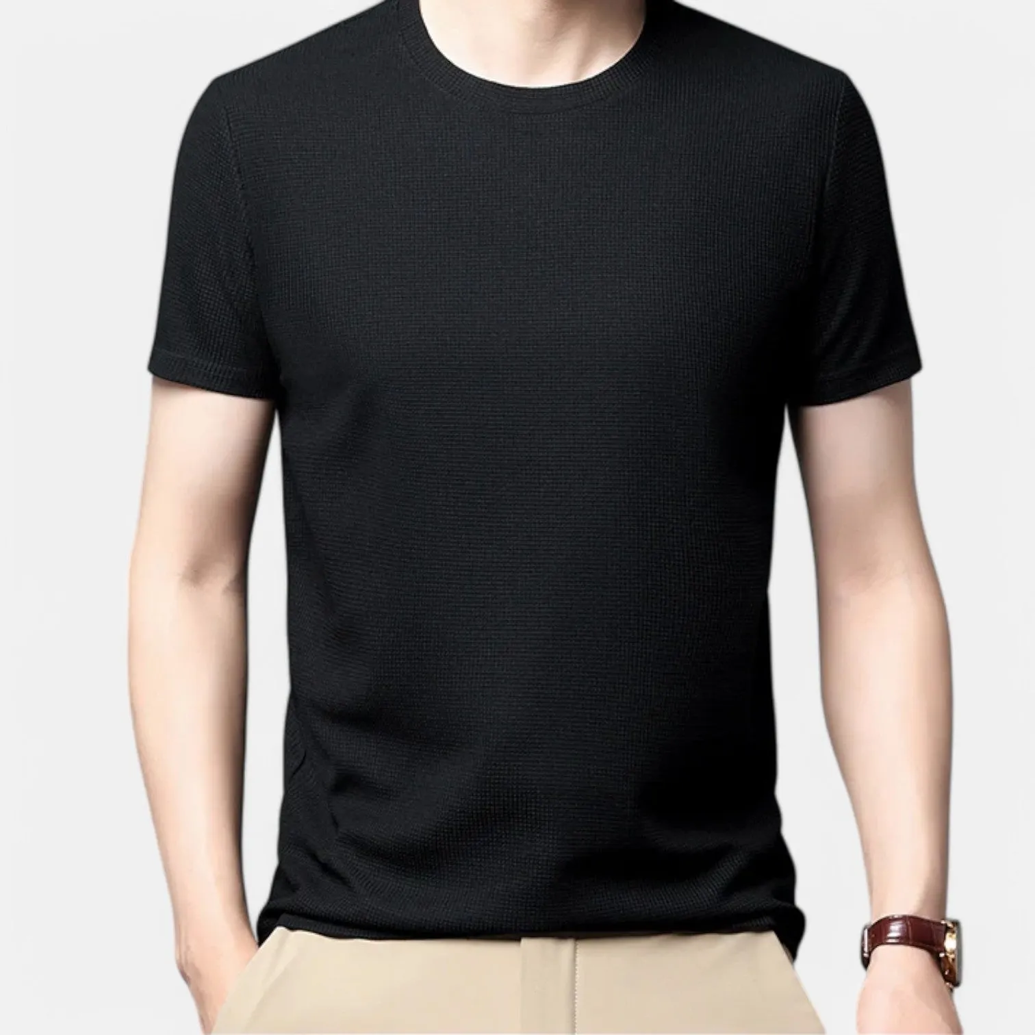 Monacogents | Men's Summer Waffle T-Shirt – Breathable, Short Sleeve, Casual Fit