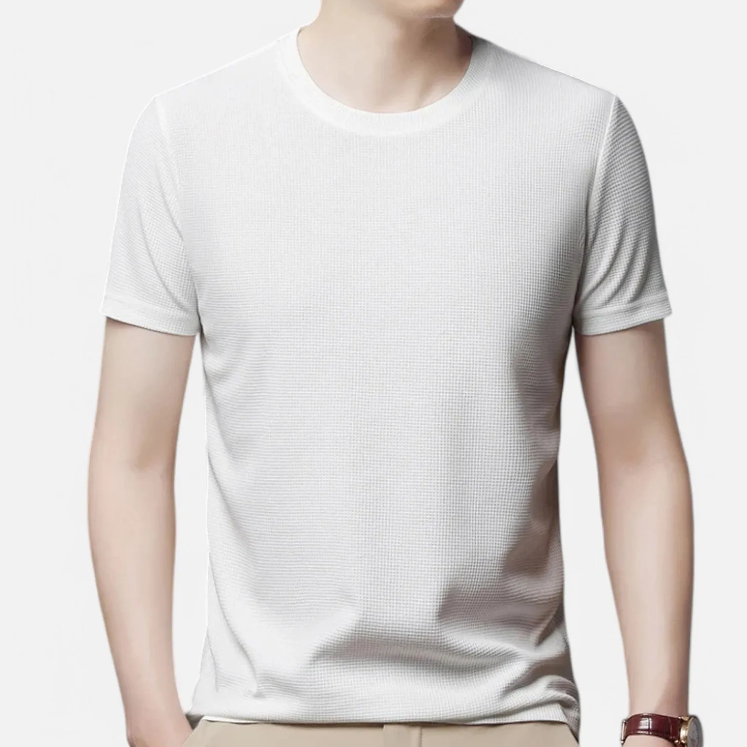 Monacogents | Men's Summer Waffle T-Shirt – Breathable, Short Sleeve, Casual Fit