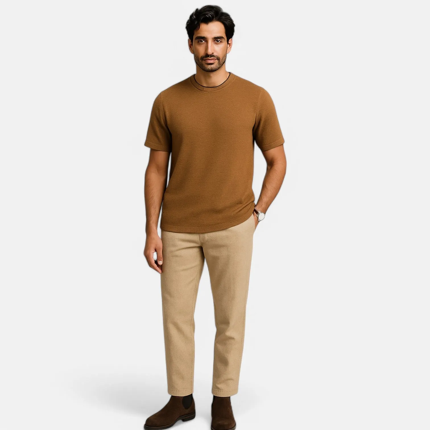 Monacogents | Men's Summer Waffle T-Shirt – Breathable, Short Sleeve, Casual Fit