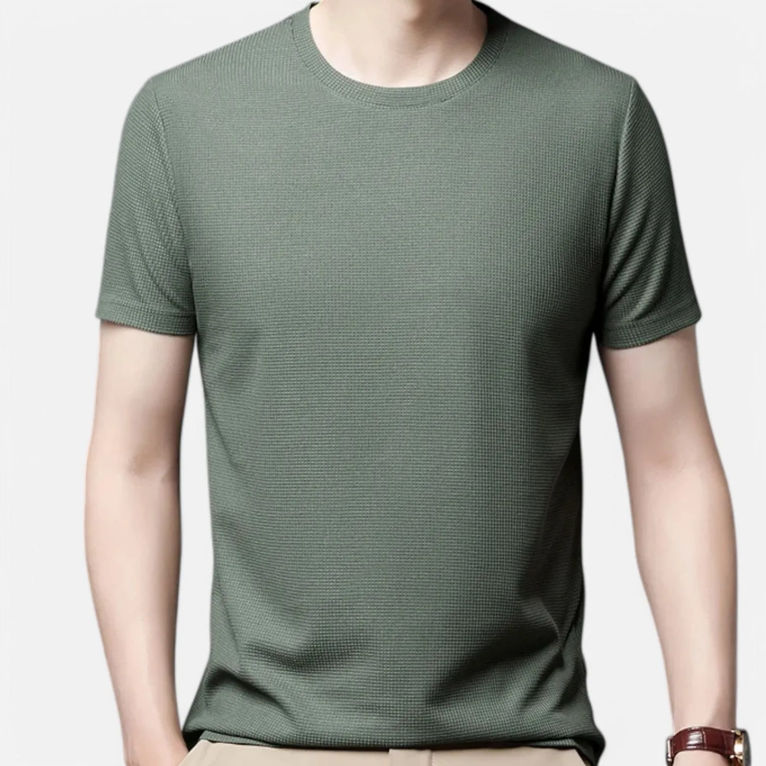 Monacogents | Men's Summer Waffle T-Shirt – Breathable, Short Sleeve, Casual Fit