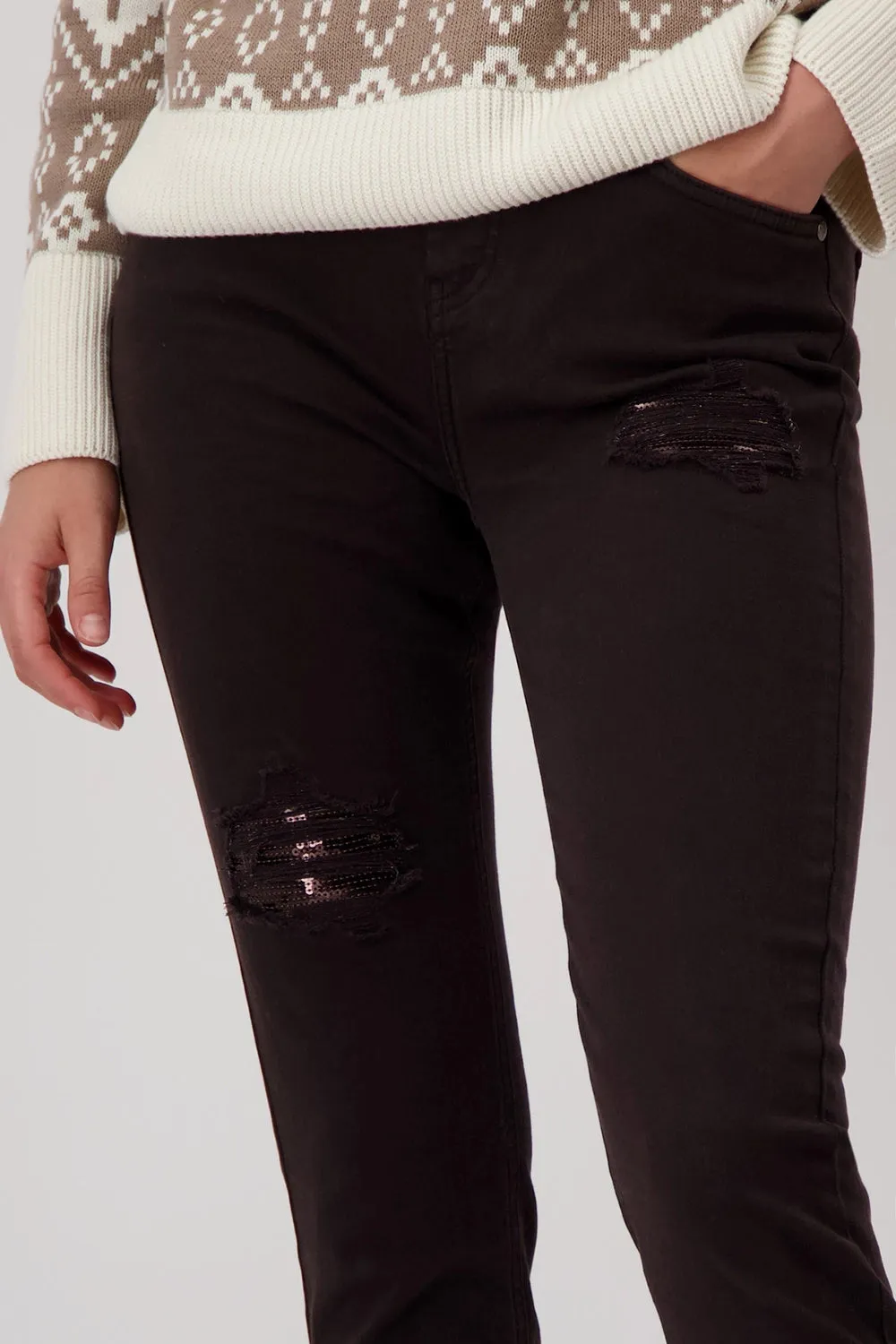 Monari Destroyed Jeans with Sequins 808301