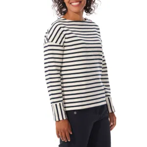 MOUSQUETON Madalen Bicolour L/S Stripe Top in Ecru/Marine