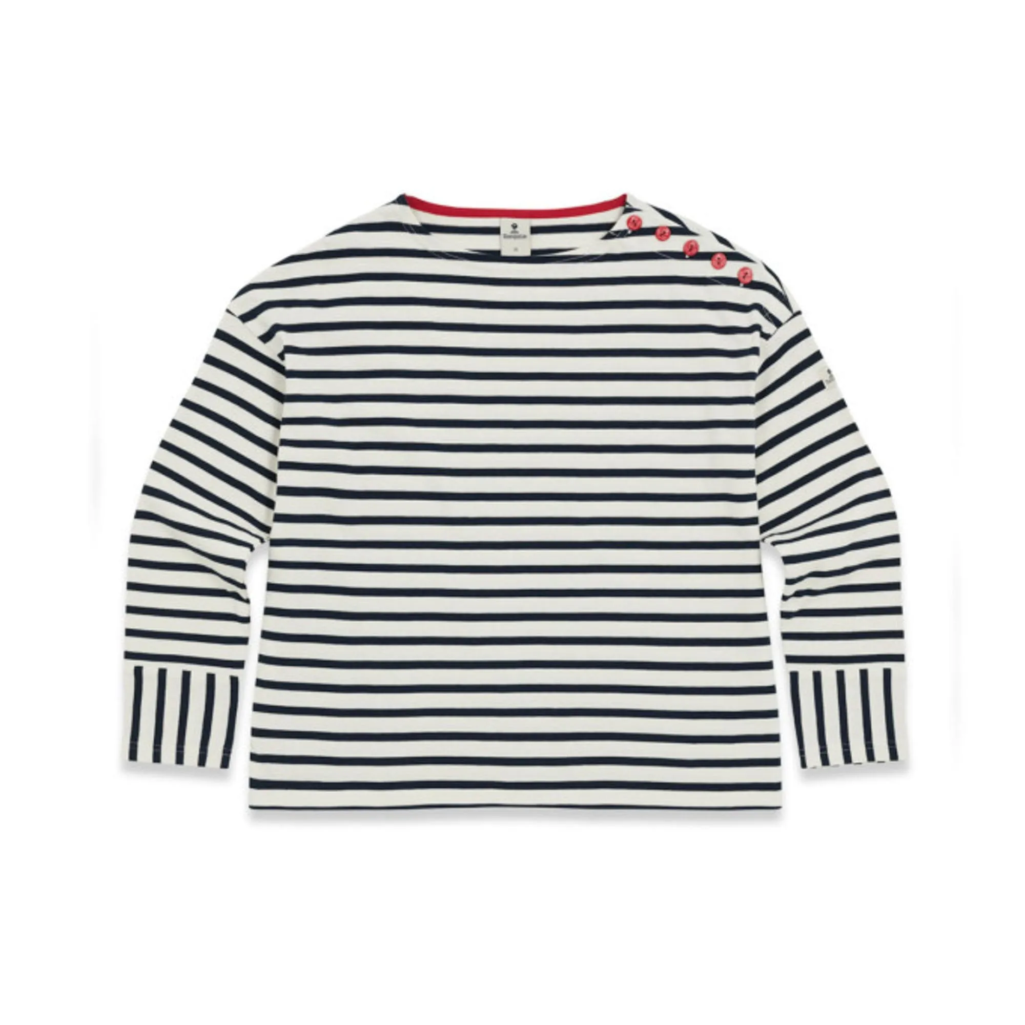 MOUSQUETON Madalen Bicolour L/S Stripe Top in Ecru/Marine