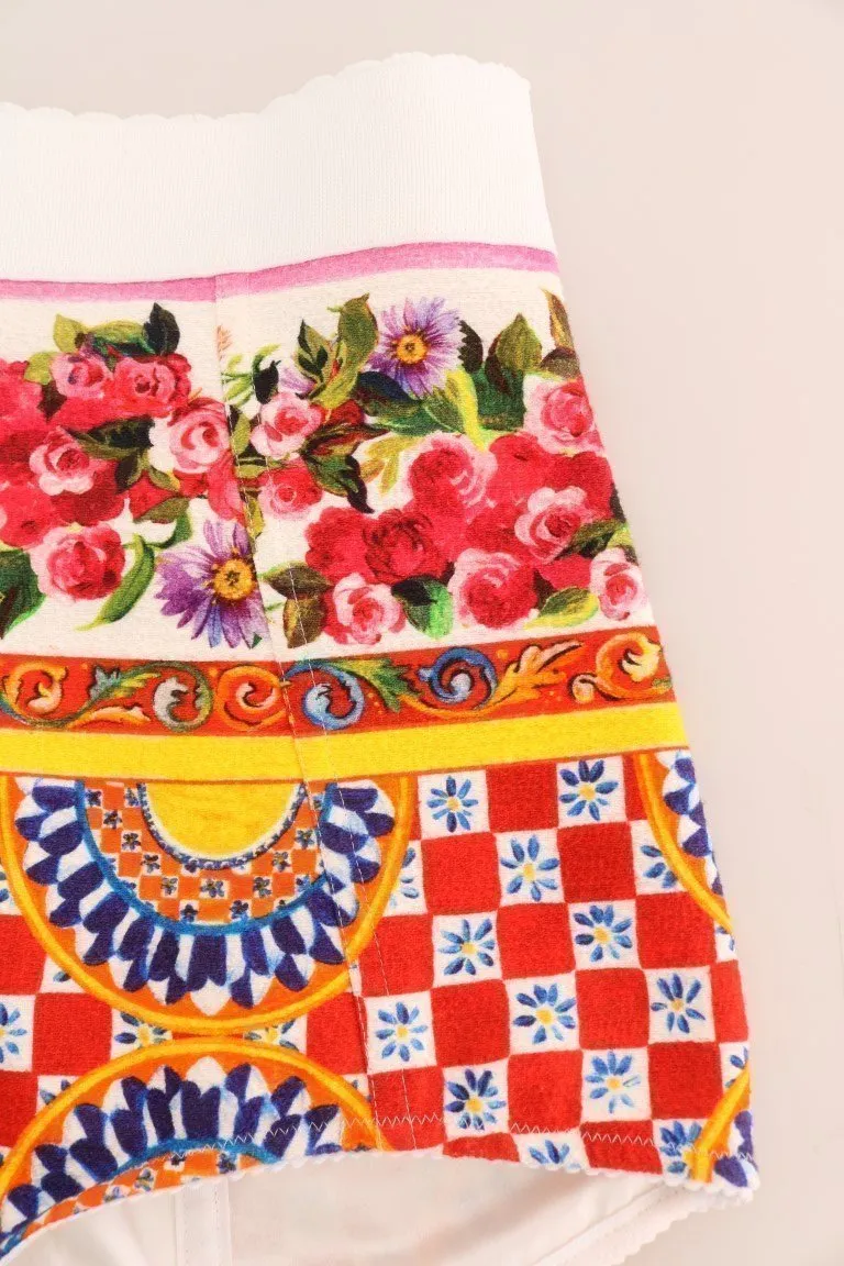 Multicolor Carretto Sicily Print Hot Pants Shorts