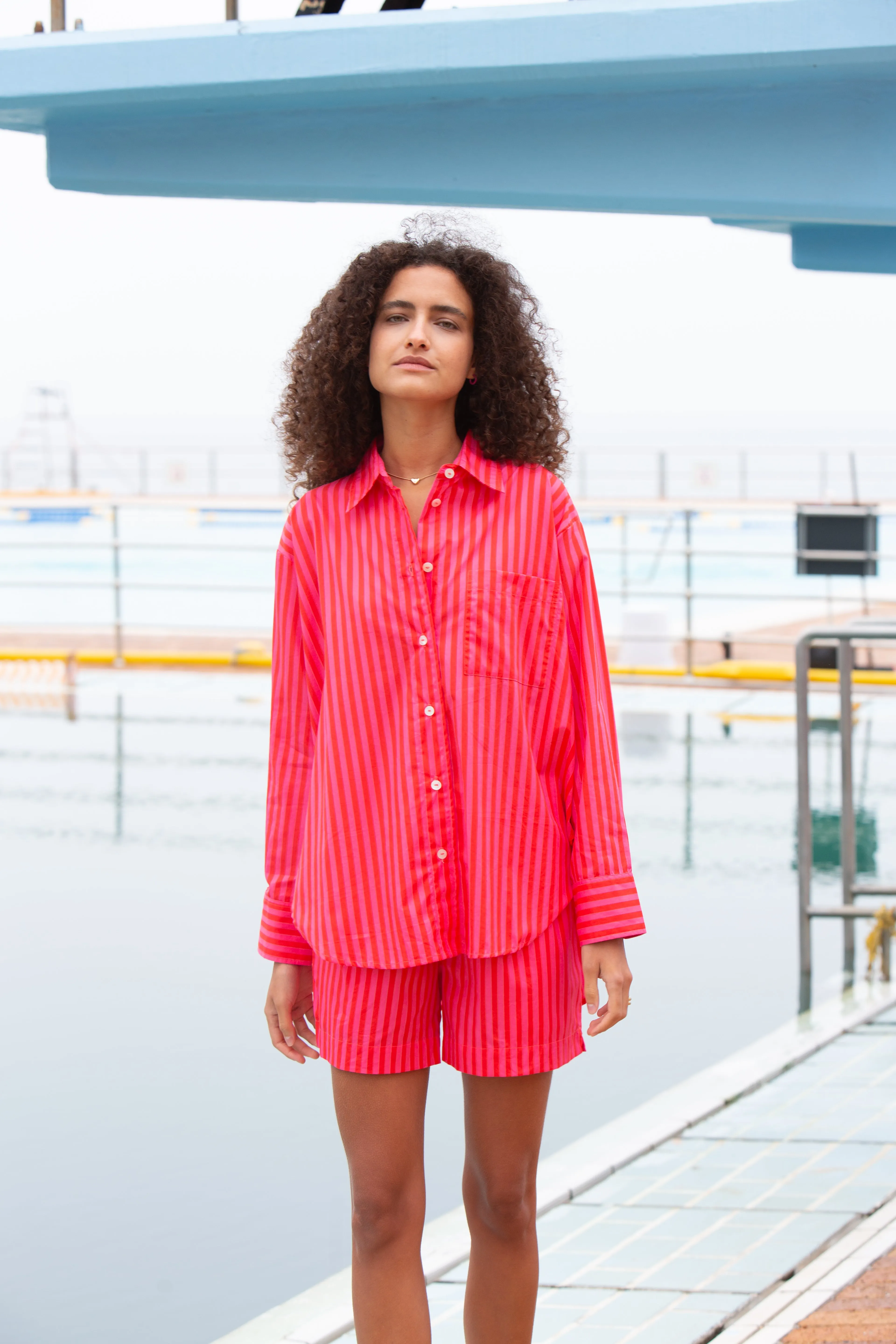 muna cotton shirt in sorbet stripes