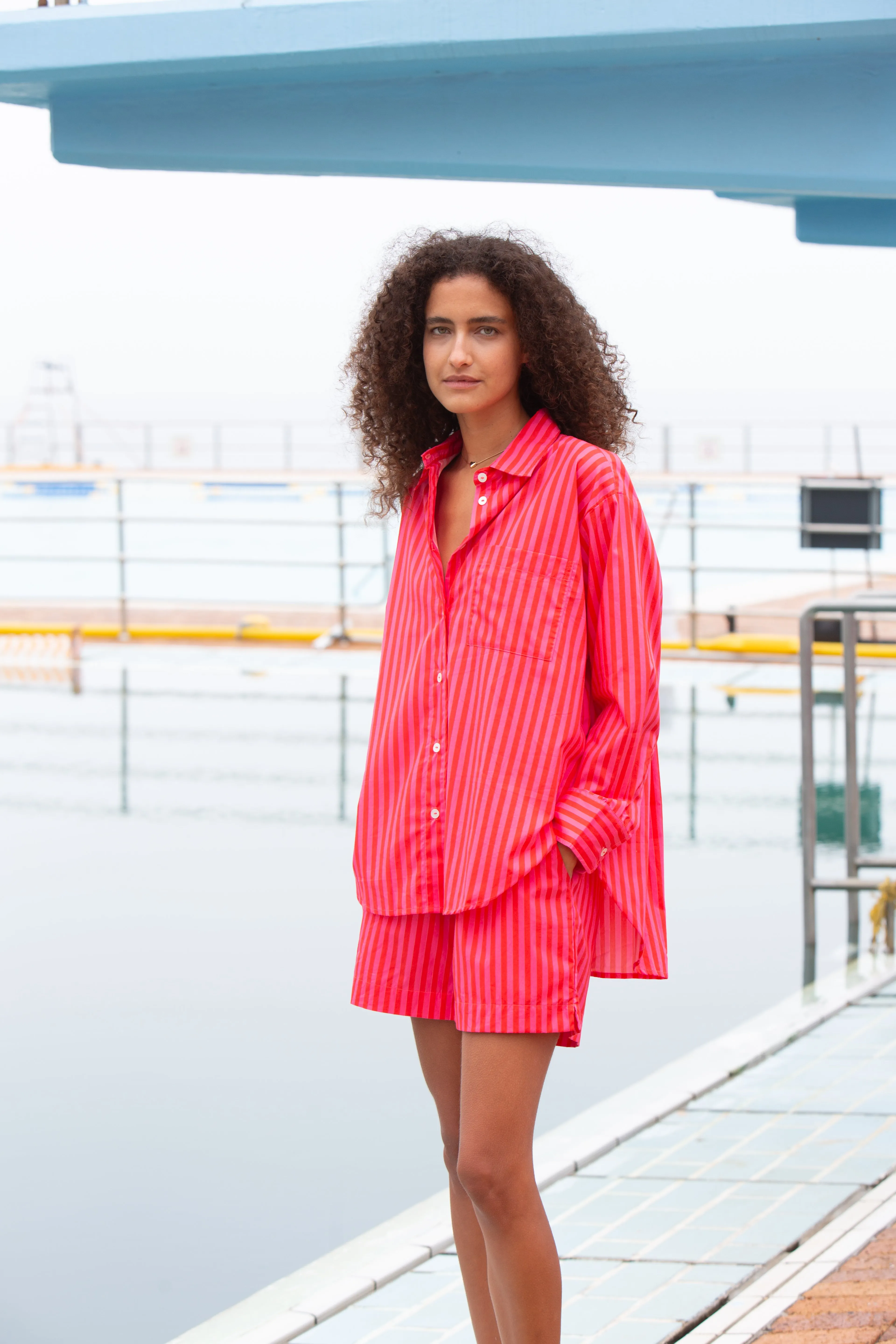 muna cotton shirt in sorbet stripes