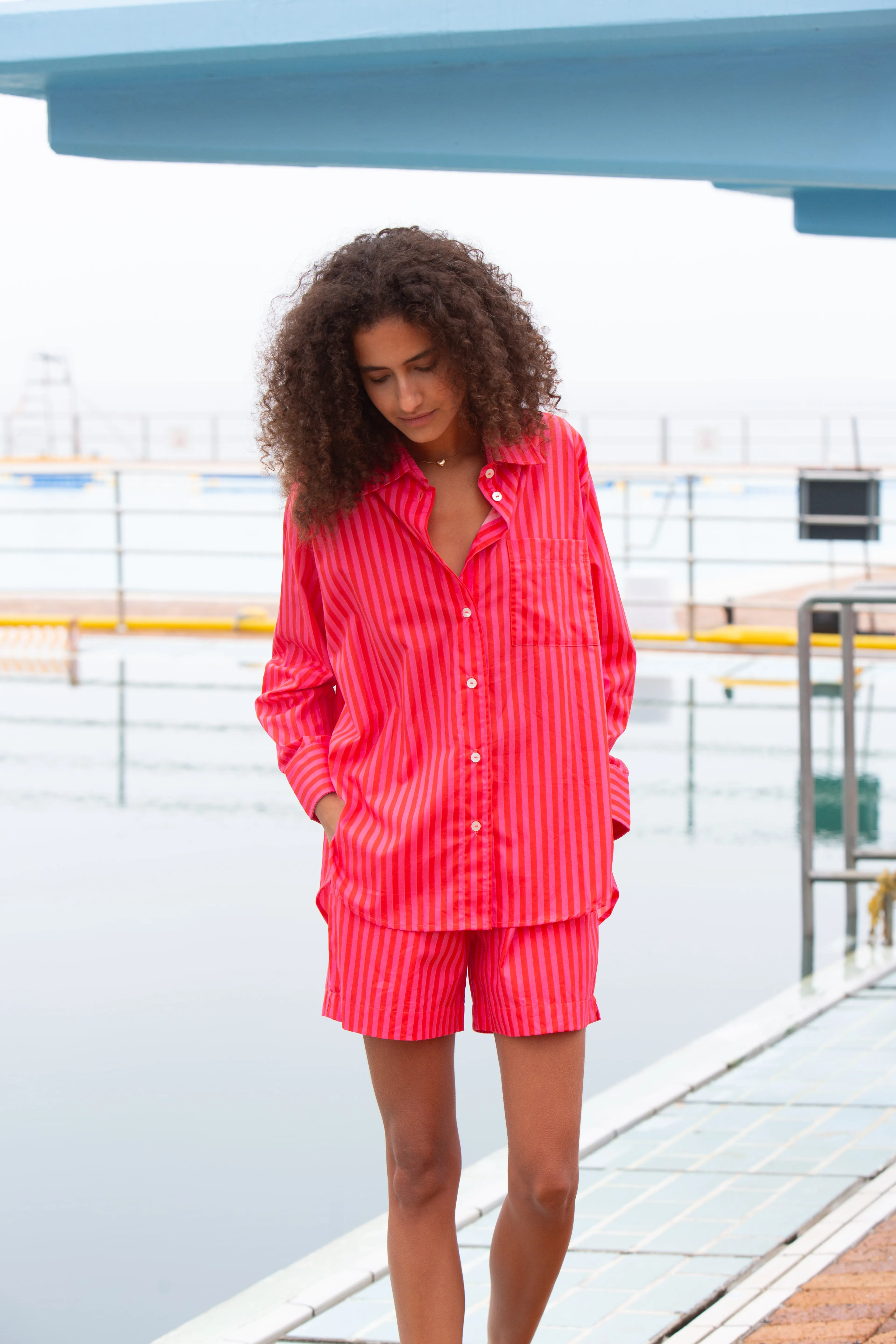 muna cotton shirt in sorbet stripes