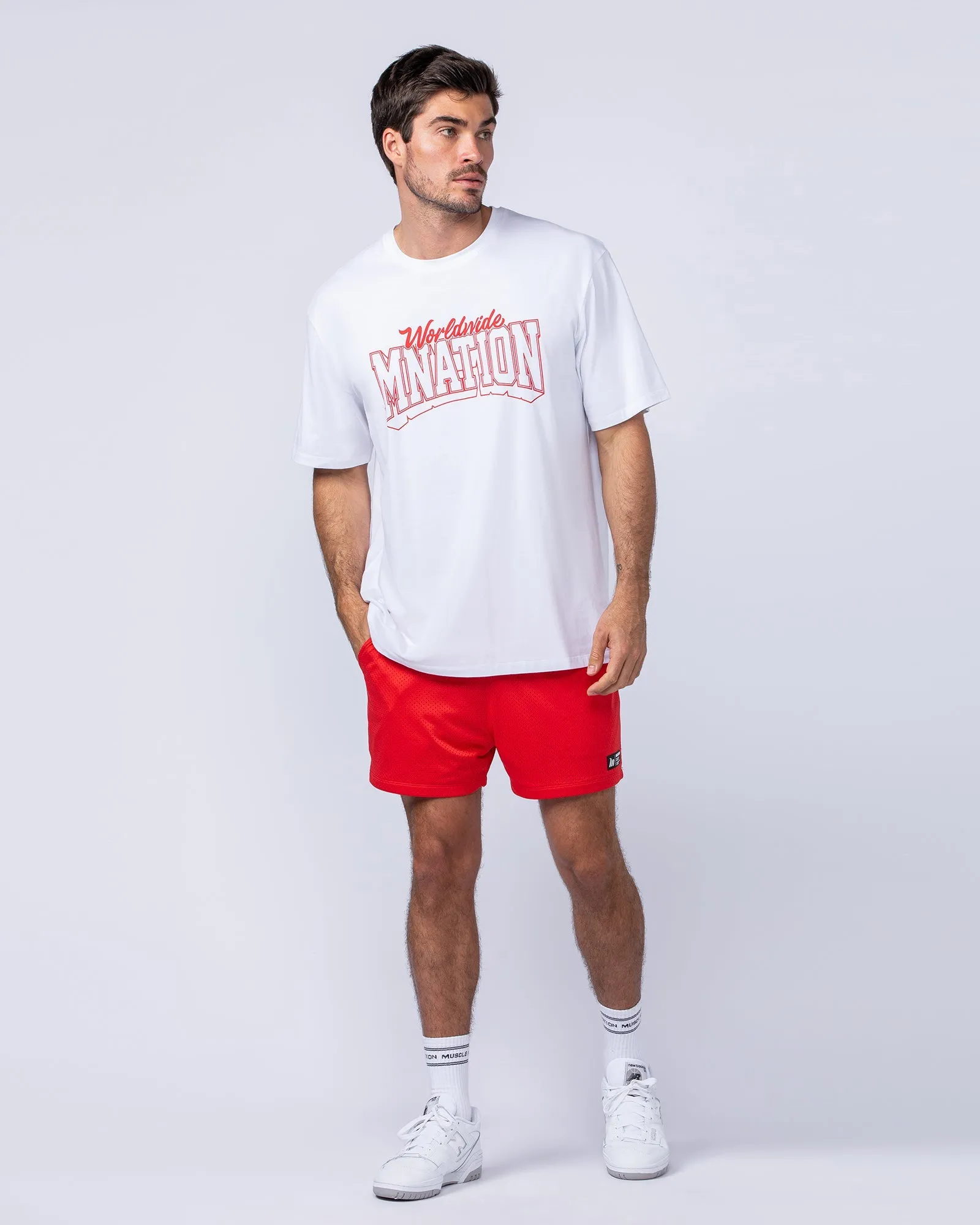 Muscle Nation | Varsity Oversized Tonal Tee - White