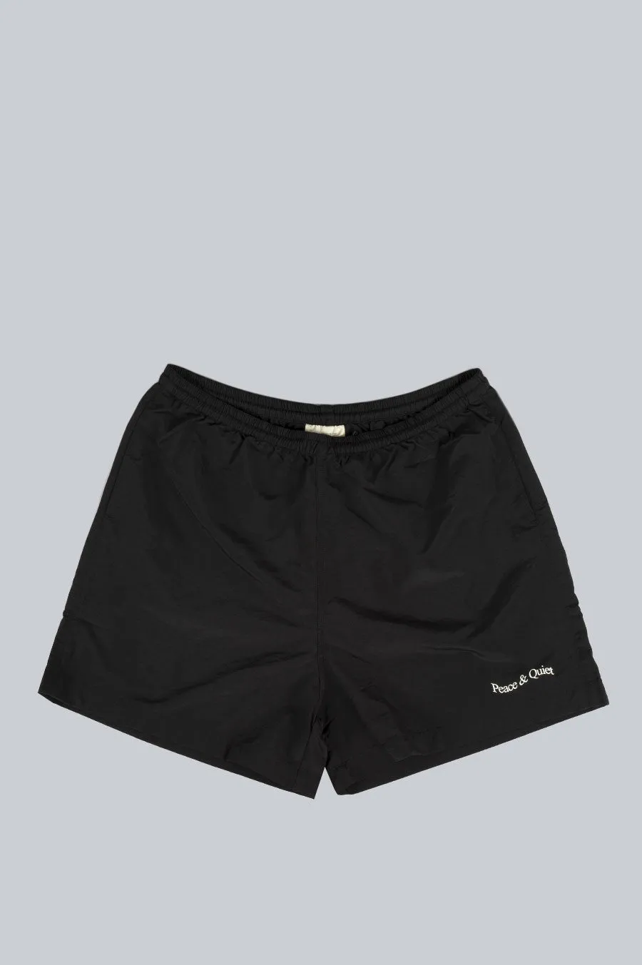 MUSEUM OF PEACE AND QUIET WORDMARK NYLON 5" SHORTS BLACK