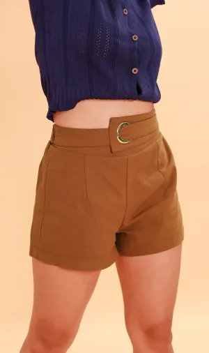 NATALIE Belt Accent Shorts (Russet)