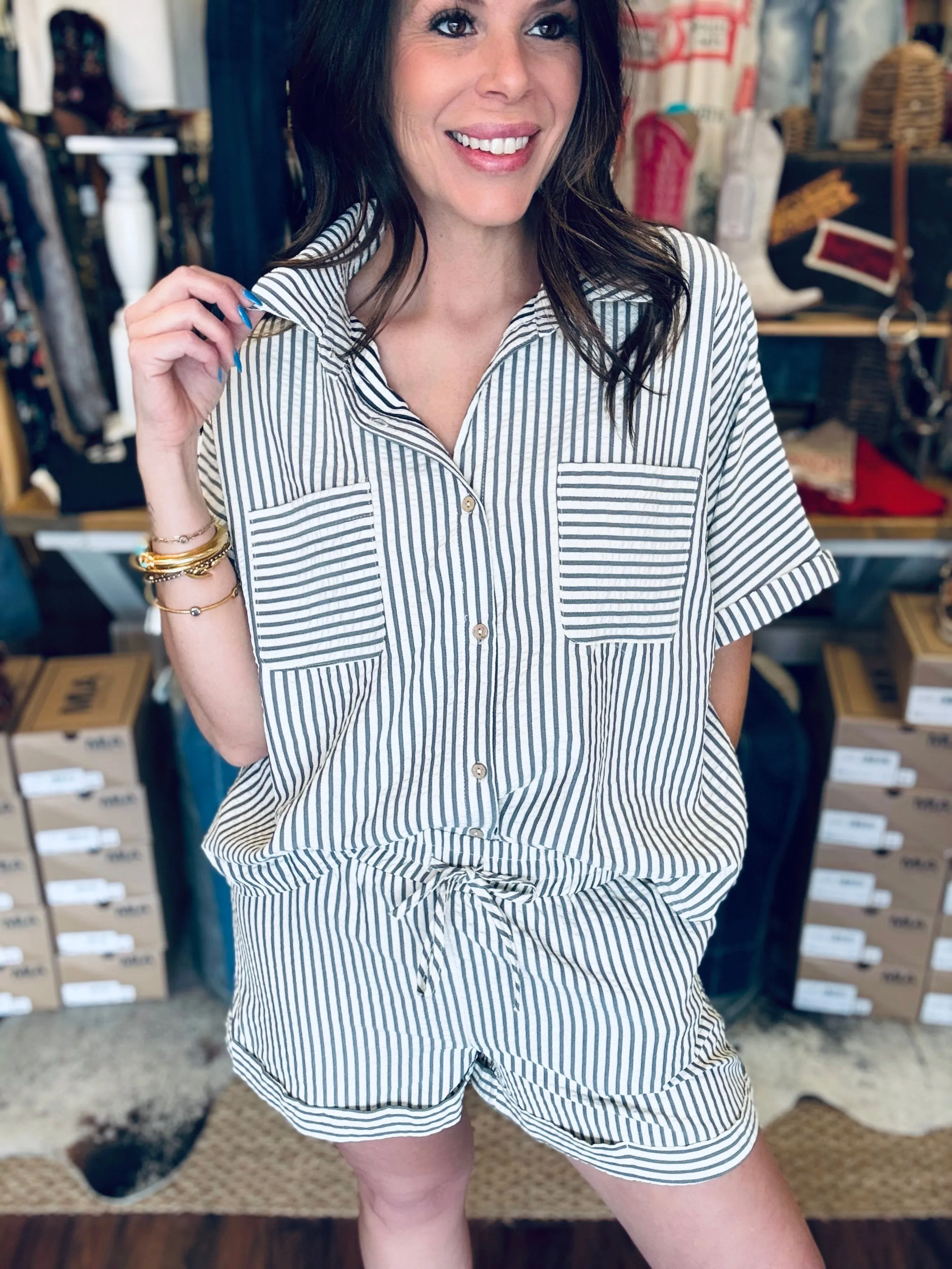 Natasha Stripe Oversized Top