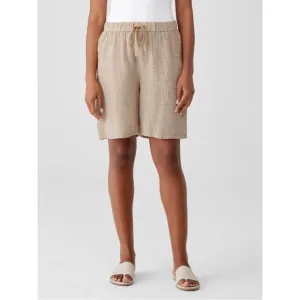 NWT Eileen Fisher Puckered Pebble Gingham Organic Linen Shorts
