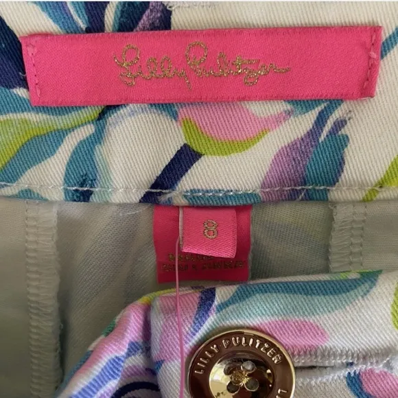 NWT Lilly Pulitzer Callahan Stretch Short Resort White Shell Beach Size 8