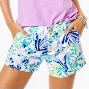 NWT Lilly Pulitzer Callahan Stretch Short Resort White Shell Beach Size 8