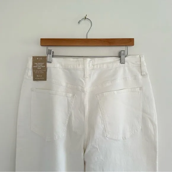 NWT Madewell The Perfect Vintage Wide Leg Crop Jean in Tile White ND538