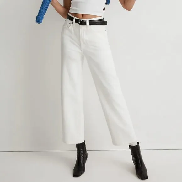 NWT Madewell The Perfect Vintage Wide Leg Crop Jean in Tile White ND538
