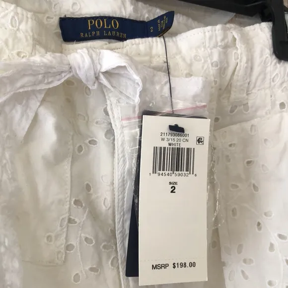 NWT POLO Women’s White Eyelet Shorts 2 Preppy Easter